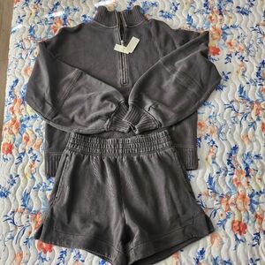 Gray Aerie Two Piece Suit Sweater and Shorts